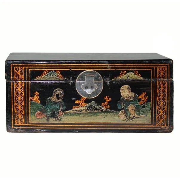 Hand Painted Vintage Chinese Jewelry Box For Sale - Image 9 of 12