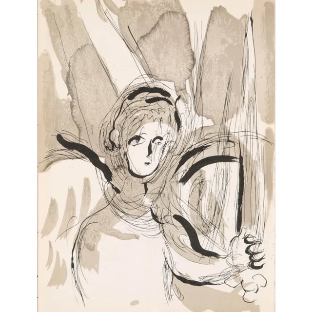 1956 Verve Bible Chagall Original Lithograph Angel With Sword For Sale