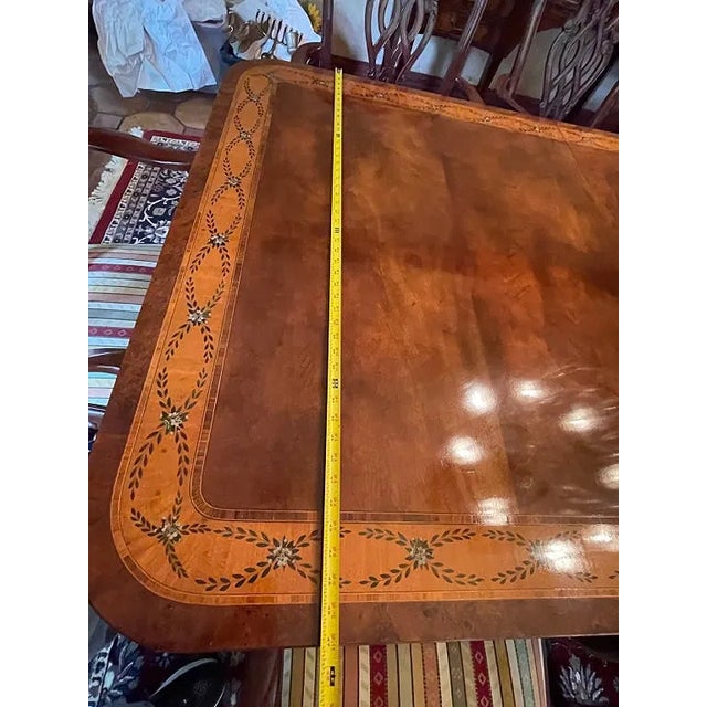 1950s Large Baker Dining Table & 10 Chippendale Style Dining Chairs For Sale - Image 4 of 12