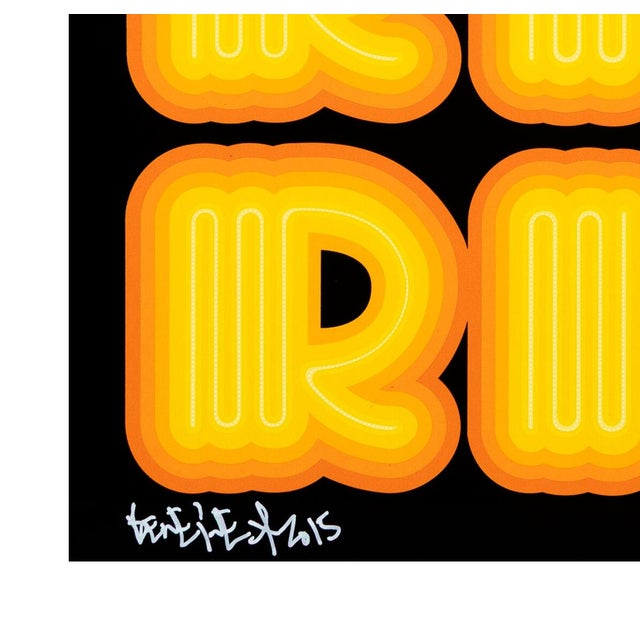 9 color screen print with UV screen on 90# Coventry Rag paper. Hand signed and dated lower left by Ben Eine. Hand numbered...