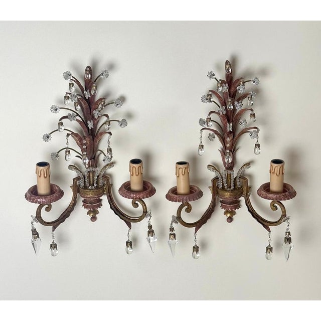Green Hollywood Regency Wall Sconces from Maison Baguès, 1960s, Set of 2 For Sale - Image 8 of 18