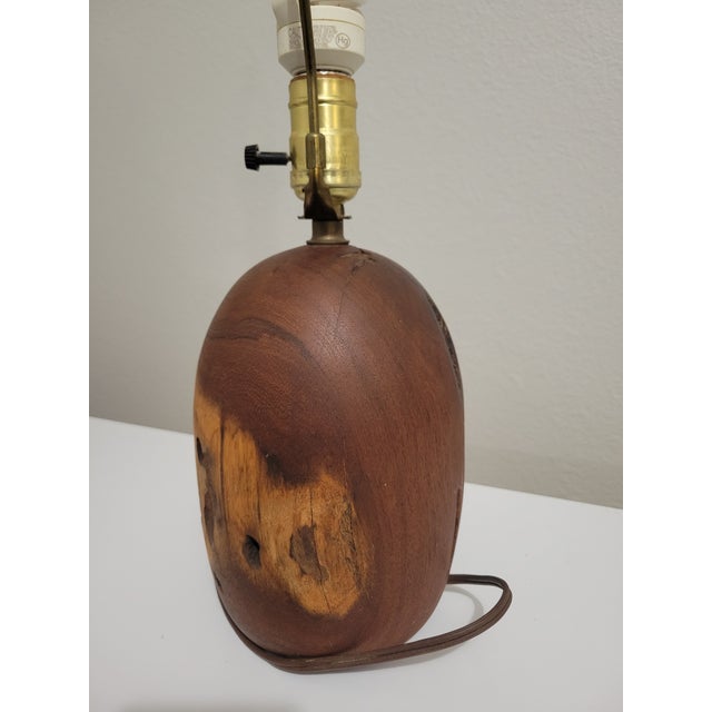 Vintage 1970s Kohler Sculptural Burl Wood Lamp With Pierced Copper Shade For Sale In Dallas - Image 6 of 18