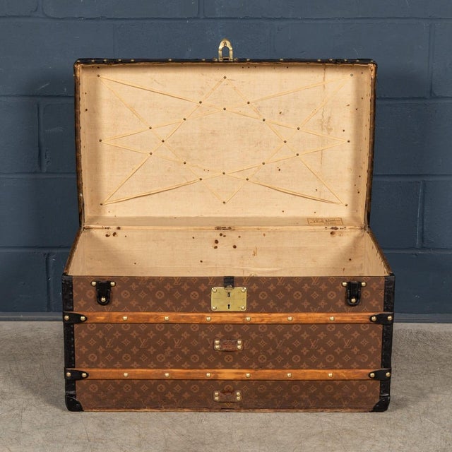 Antique Steamer Trunk in Monogram Canvas from Louis Vuitton, France, 1920s For Sale - Image 11 of 18