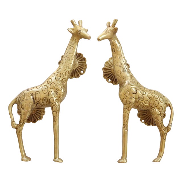 Gold Brass Giraffe Door Handles - A Pair For Sale