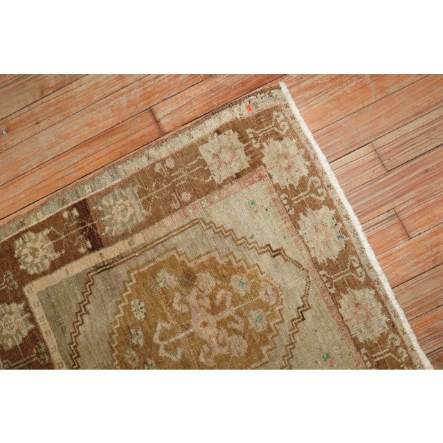Mid 20th Century Mid-20th Century Zabihi Collection Turkish Anatolian Neutral Throw Rug - 2'2" x 2'3" For Sale - Image 5 of 6