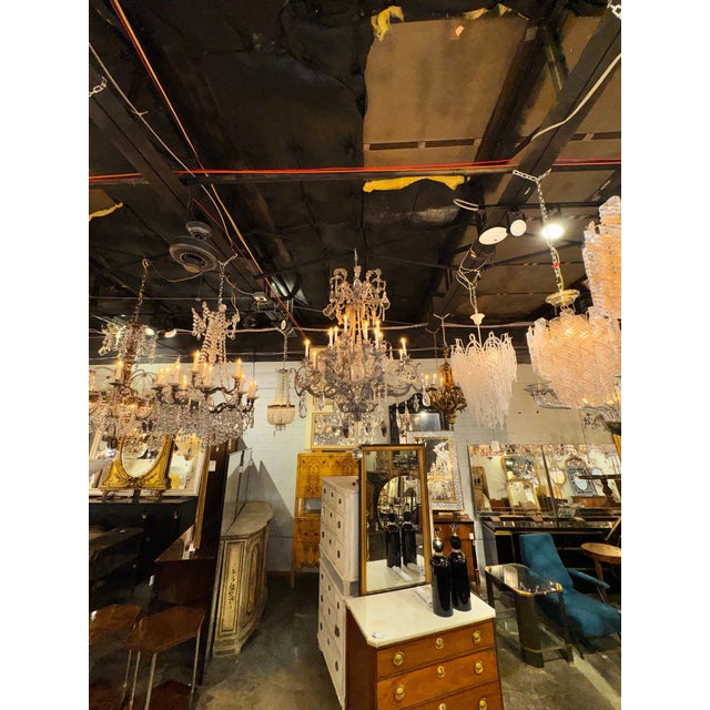 Traditional Late 20th Century Patinated Iron and Crystal Chandelier by Ernesto Klun For Sale - Image 3 of 7