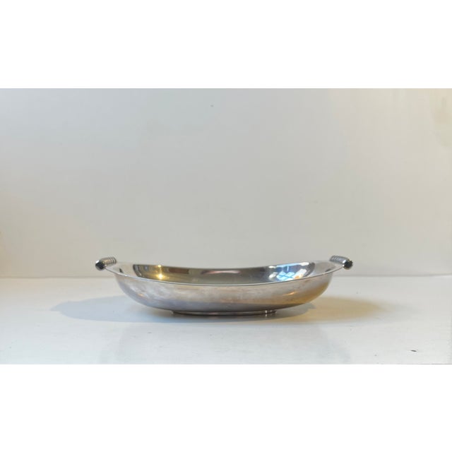 1940s Art Deco Danish Bread Basket in Silver-Plated Brass from Carl M. Cohr, 1940s For Sale - Image 5 of 9