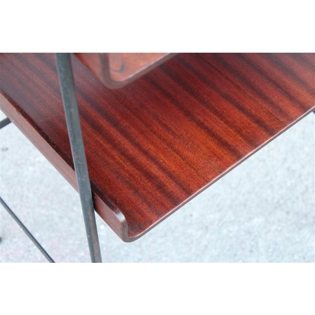 Curved Metal and Mahogany Shelf from Carlo Ratti, 1950s For Sale - Image 11 of 13