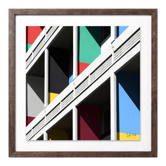 “Corbusierhaus Berlin 05” Giclee Archival Pigment Print 18x18 Framed in Walnut For Sale