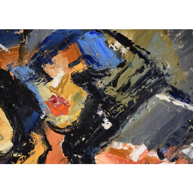 Abstract Three Abstracted Faces in Oil on Illustration Board For Sale - Image 3 of 4