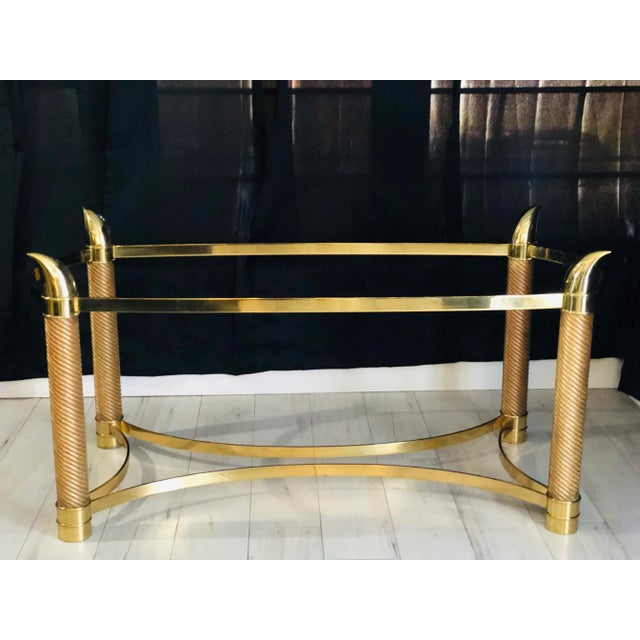 Wood Italian Brass Faux Elephant Tusk Dining Table Style After Tommaso Barbi For Sale - Image 7 of 10