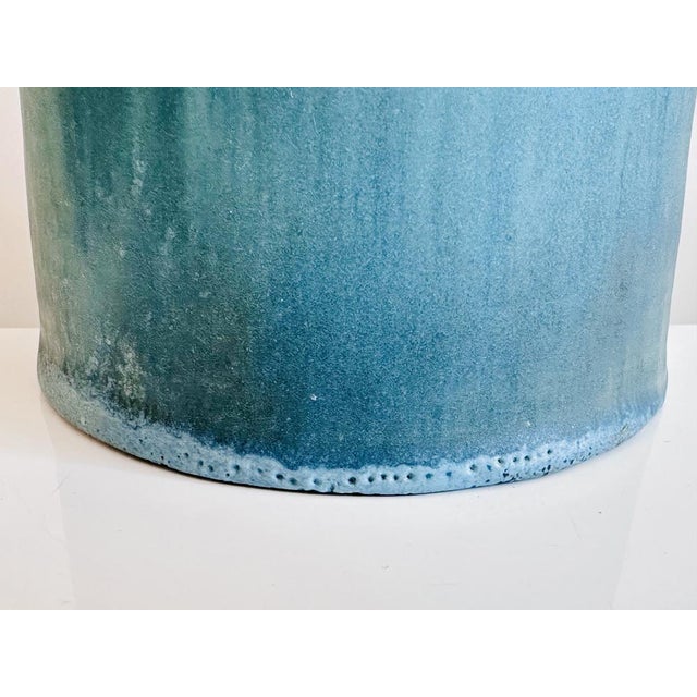 Studio Ceramic Vase with Anthracite-Turquoise Gradient Glaze from Lu and Gerd Grove, Germany, 1960s For Sale - Image 4 of 18