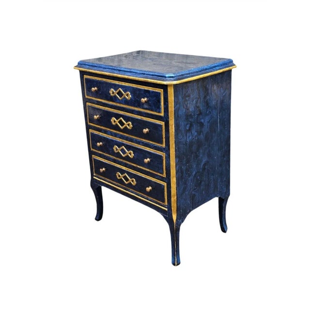 Arts & Crafts Mastercraft Partial Gilt and Painted Solid Pine Side Chest of Drawers For Sale - Image 3 of 9