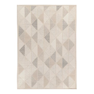 Scandinavian Rug in White, Greige Geometric Pattern by Rug & Kilim 12x15 For Sale