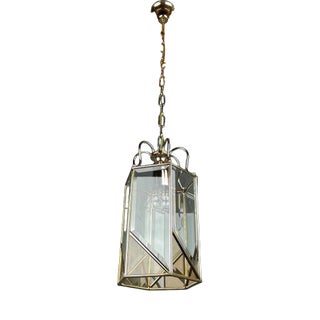 Vintage Pendant Lamp in Brass Polished Glass, Italy, 1960s For Sale