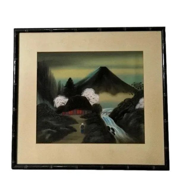 1940s Japanese Folk Art Gouache and Acrylic Paintings, Framed - Set of 3 For Sale - Image 4 of 12