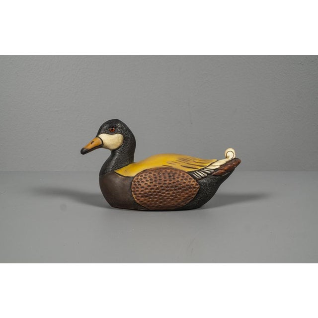 Danish ceramic ducks from the1960s Decorative ceramic duck, a larger variation. The duck is distinguished by warm brown...