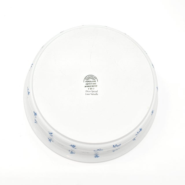 Ceramic French Pillivuyt Porcelain Blue Floral Casserole Dish, Depuis 1818, 8.25" For Sale - Image 7 of 8