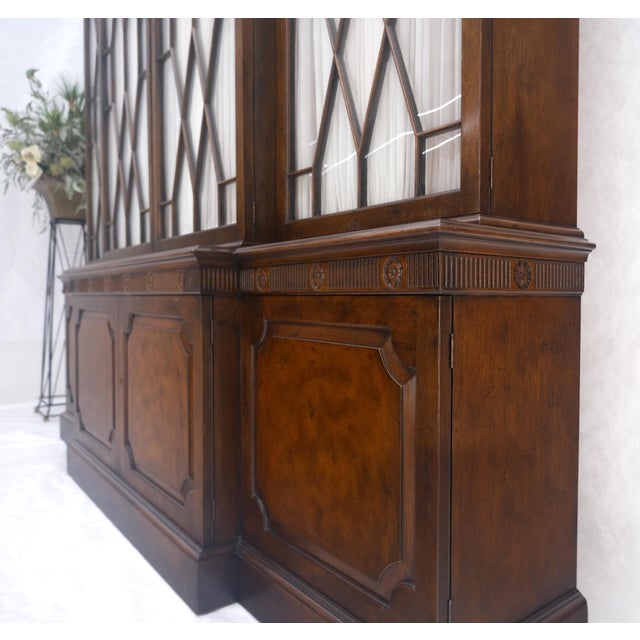 Large 8' Wide Mahogany Two Part individual Glass Panels Breakfront MINT For Sale - Image 6 of 12
