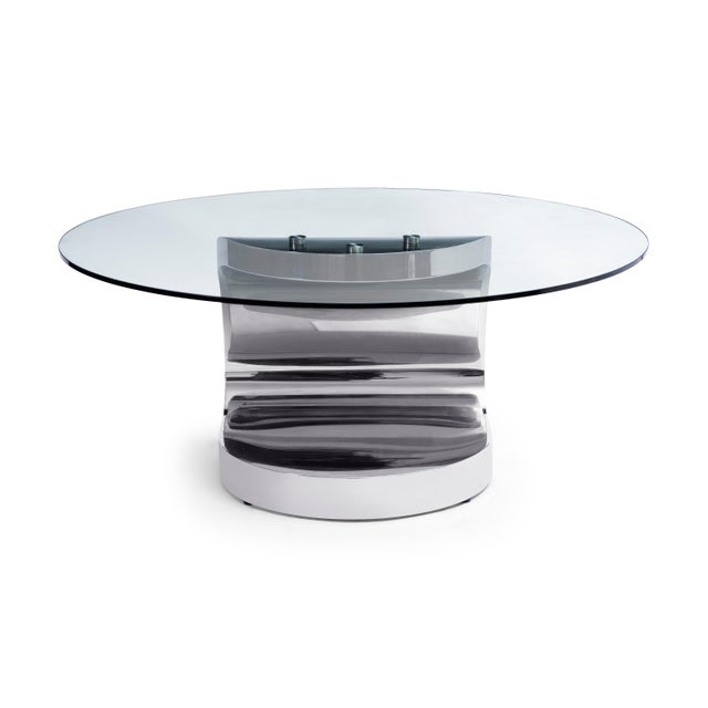 Modern Greg Sheres Style Stainless Steel Round Cocktail Table For Sale - Image 4 of 4