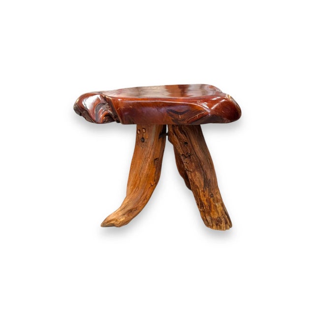 This stunning reclaimed burl wood side table is a true work of natural art. Featuring an organically shaped top with rich,...