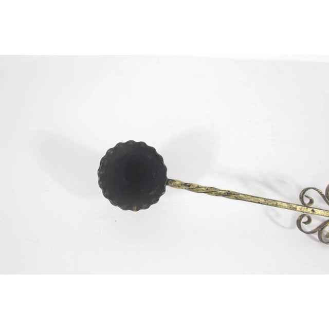 Metal Vintage Gilt Gold Florentine Style Large Candle Snuffer With Twisted Wrought Iron Handle For Sale - Image 7 of 7