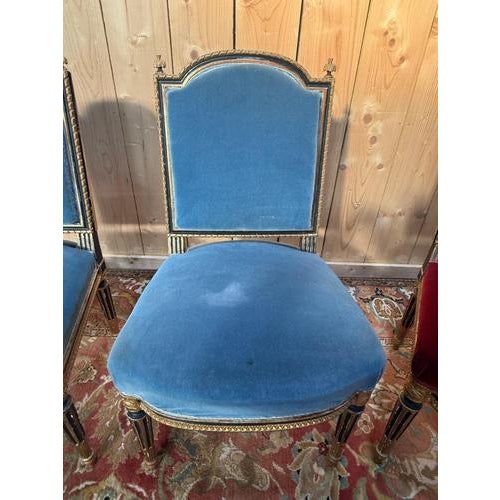 Napoleon III Style Chairs in Blackened and Gilded Wood, Set of 4 For Sale - Image 4 of 10