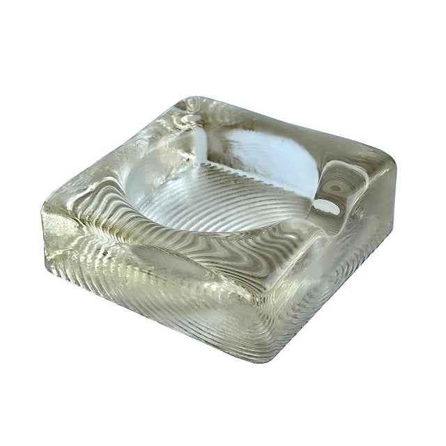 1970s Mid 20th Century Brutalist Glass Ashtray With Metropolitan Detail For Sale - Image 5 of 13