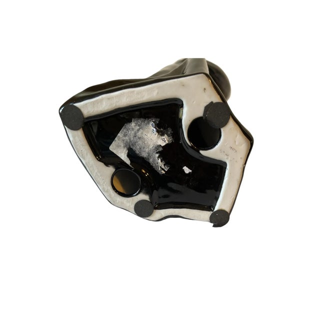 Mid-Century The Lovers Figurative Sculpture Black High Gloss Glaze Ceramic Statue For Sale - Image 6 of 7