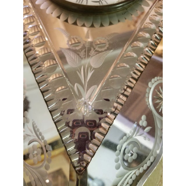 Antique Venetian Mirrored Wall Clock For Sale - Image 4 of 10
