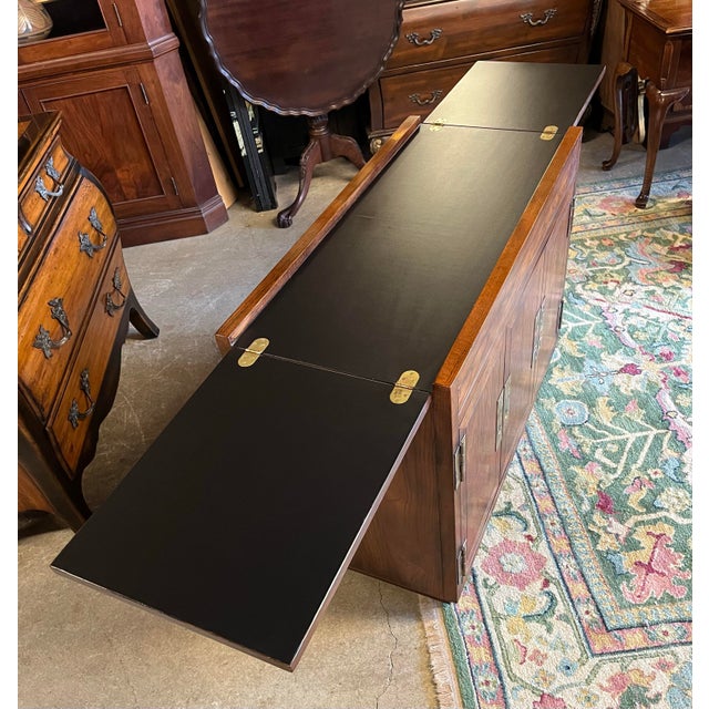 Late 20th Century Late 20th Century Henredon Campaign Style Bar Cart For Sale - Image 5 of 12