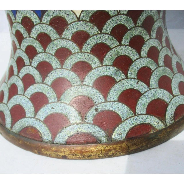 Paint Massive Japanese Enamel Vase Late 19th Century For Sale - Image 7 of 13