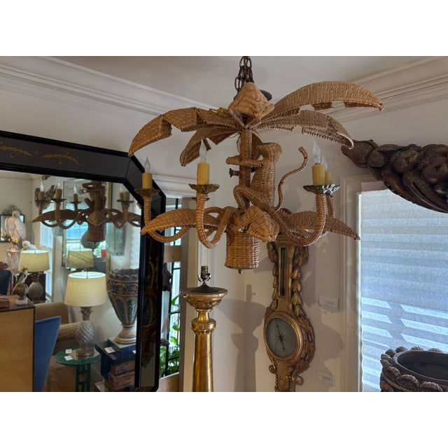 1960s Mario Torres Palm Tree Chandelier With Monkey For Sale - Image 12 of 14