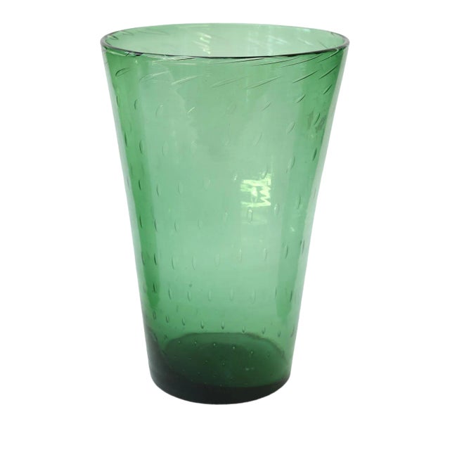Italian Green Glass Vase by Empoli For Sale