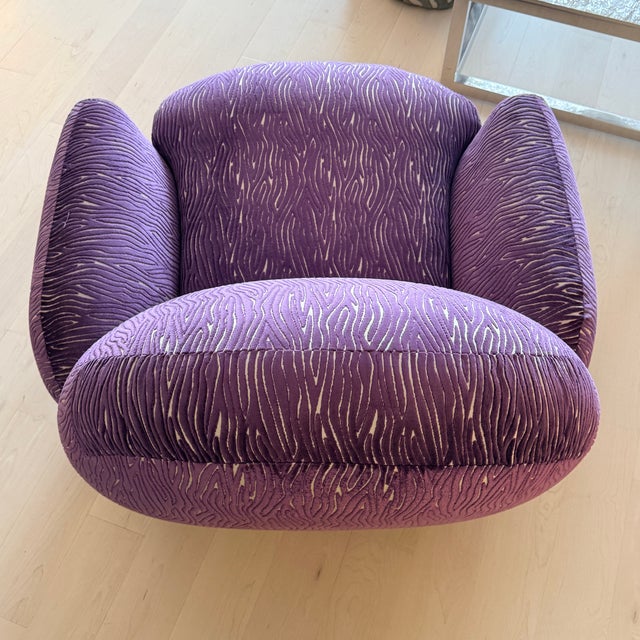 Interlude Home Laurent Lounge Swivel Chair With Custom Kravet Fabric For Sale In Washington DC - Image 6 of 8