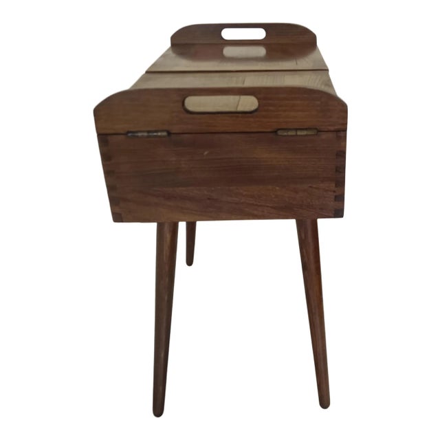 Mid-Century Modern 1960s Vintage Solid Wood Petite Danish Sewing Box For Sale - Image 3 of 5