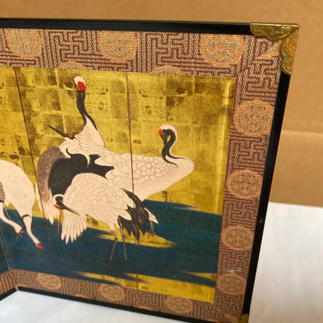 Mid-Century Modern 1970s Brass Bowl & Silkscreen Decor Set- 2 Pieces For Sale - Image 3 of 6