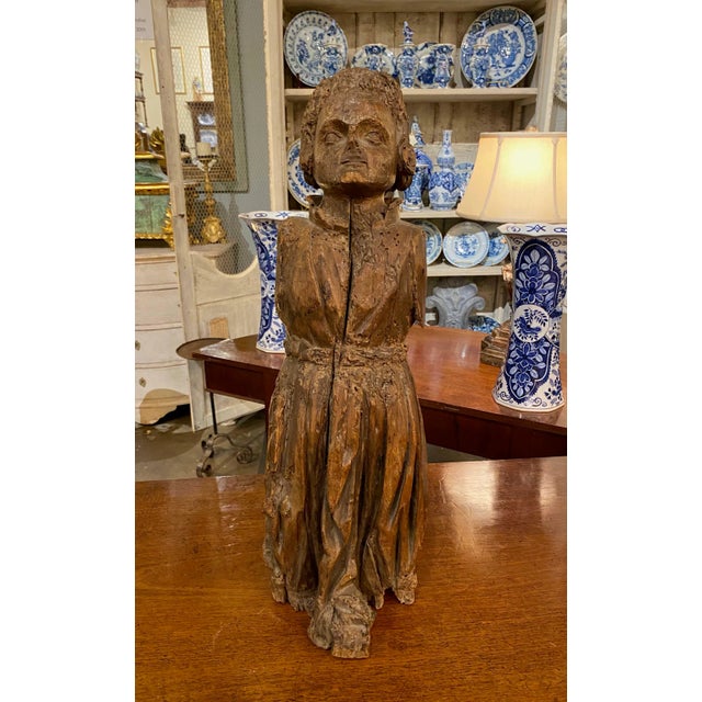 A 16th century carved wood religious figure from Italy. Possibly a Pope.