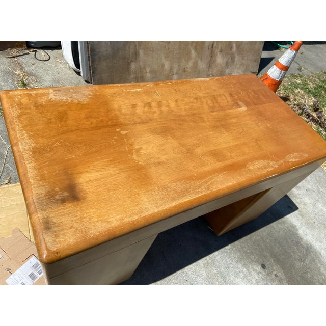 1960s Heywood Wakefield Vintage Mid Century Modern Partner Desk - Needs Restoration For Sale - Image 11 of 12