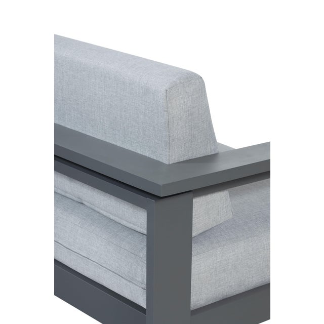 Sardinia Aluminum Frame Outdoor 74" Love Seat / Sofa - Gray Cushions For Sale - Image 18 of 18