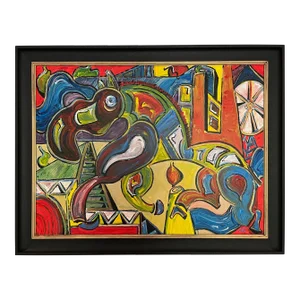 "Pit Pony" Contemporary Abstract Painting by David Harper, Framed