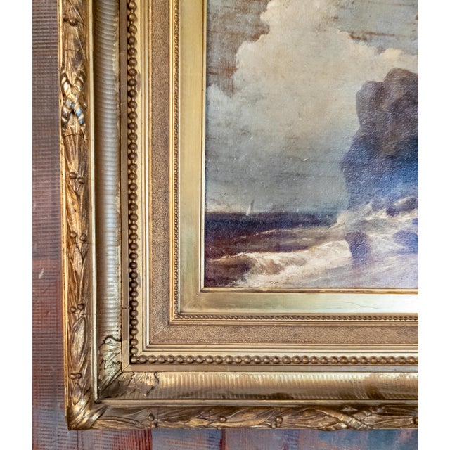 18th Century European Seascape Painting in Gold Cove Frame For Sale In New York - Image 6 of 12