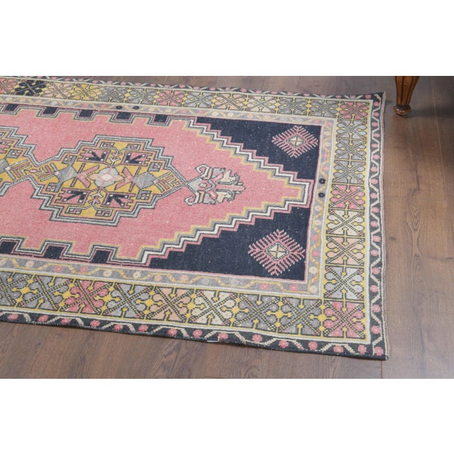 Pink 1970s Turkish Oushak Handmade Wool Cotton Pink Area Rug For Sale - Image 8 of 10