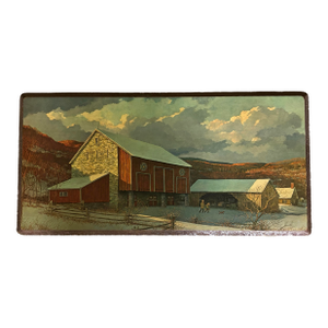 1950s Vintage Paper Print on Old Pressed Board