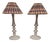 Vintage Table Lamps with Cream-White Lacquered Turned Beechwood Base and Folded Fabric Shade, 1980s, Set of 2 For Sale