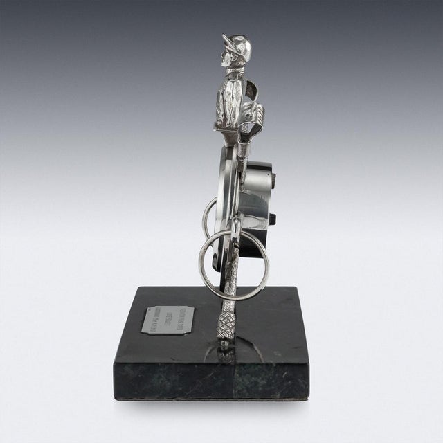 Solid Silver Horse Racing Clock, Edinburgh, 1983 For Sale - Image 11 of 14