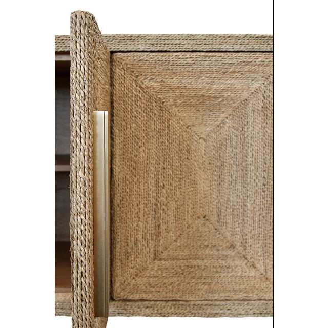 Worlds Away Matthew Izzo Home Casey Wrapped Rope Four Door Buffet With Satin Brass Hardware For Sale - Image 4 of 8