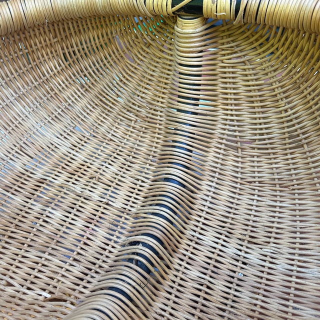 Wood 1970s Oversized Butt Basket With Ebonized Handle For Sale - Image 7 of 8