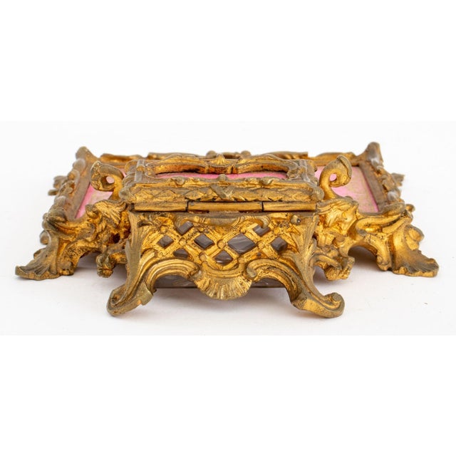 Rococo Style Porcelain & Gilt Bronze Inkwell For Sale - Image 9 of 10