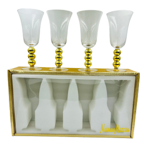 Late 20th Century Neiman Marcus Gold Ball Goblets in Original Box ~ 4pc Set